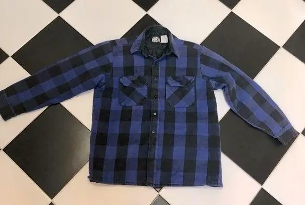 Vintage Polar King By Key Blue & Black Quilted Plaid Shacket Unisex Oversized M Size M