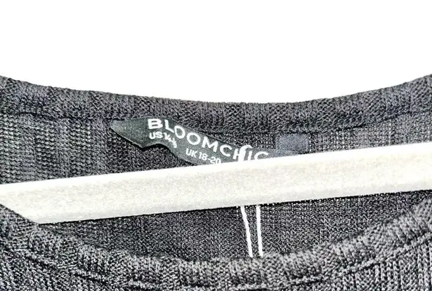 Bloomchic Black Ribbed Long Sleeve Flowing Maxi Dress in Size 14/16