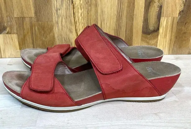 Dansko Vienna Tomato Milled Nubuck Two Strap Mini Wedge Slide Sandal 39