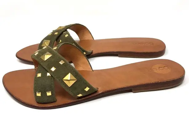 BO’EM PLAGE green suede slides Size 8