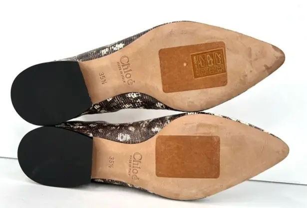 Chloé Laurena Croc Lizard Embossed Animal Scalloped Leather Ballet Flats 35.5