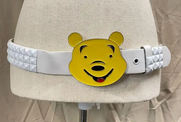 Winnie the Pooh Belt Buckle White Pyramid Stud Belt Sz M CuteGoth Disney Kidcore