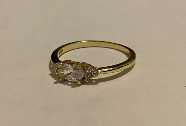 Sterling Silver Oval White Diamond Ring Size 7