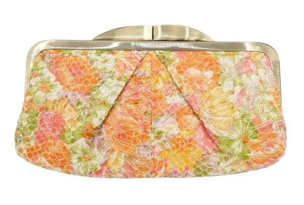 Hobo International New Chain Straps Snake Embossed Pleated Floral Clutch Bag