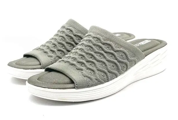 Ryka Nanette Stretch Knit Slide Demi-Wedge Slip-On Sandals Sage Green Size 9.5