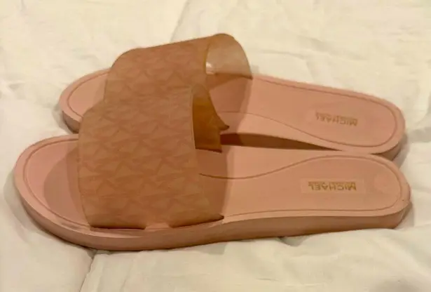 **Michael Kors Pink Transparent Slides – Size 10**
