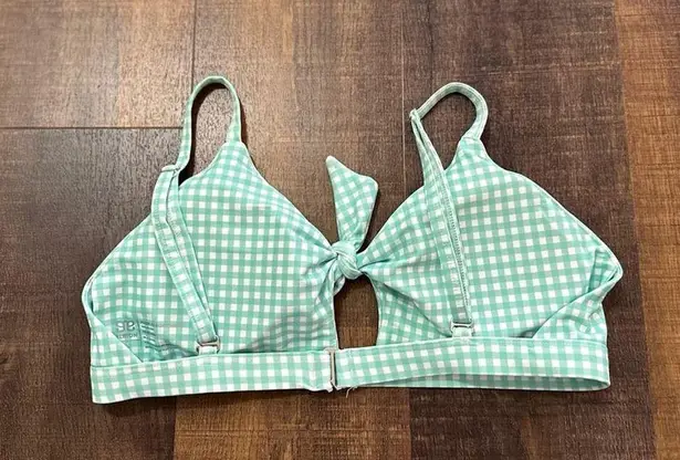 ALBION FIT Mint Checkered/Gingham Tie Bikini Swim Top Size XL