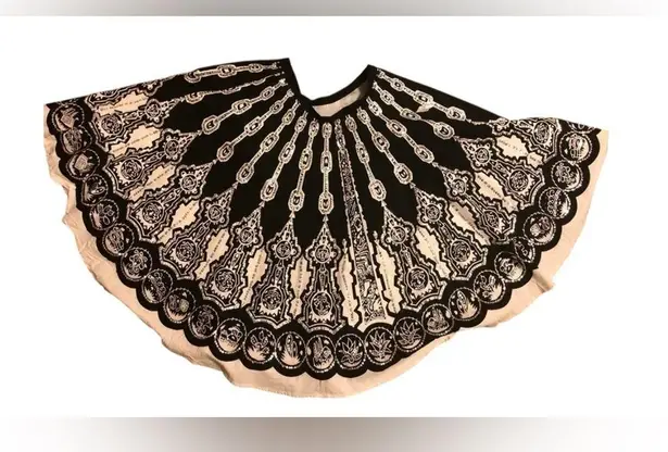 Carol Little Unique Full Circle Skirt Black White Bling Sz 10 Embellished Whimsy