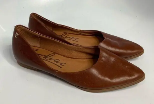 Zodiac Hill flats cognac leather pointed toe size 7