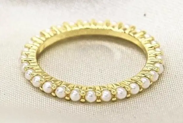 Dainty Micro Pearl Infinity Ring Gold