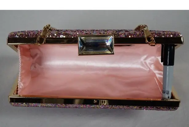 Nina New York Shoes "Shiny Party Bag" Pink Metallic Sparkly Clutch Wallet Purse