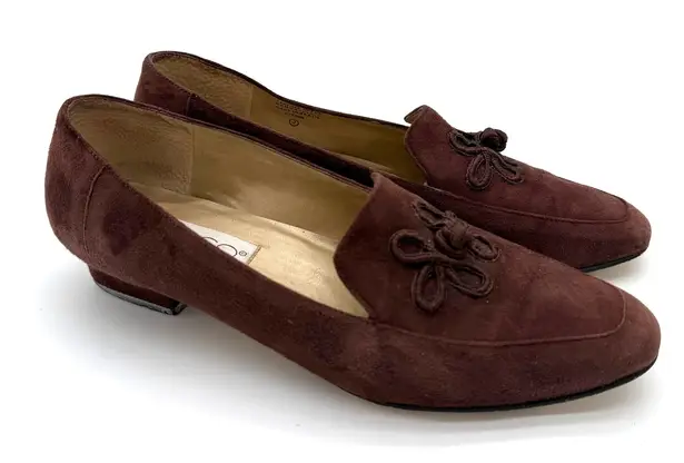 Vintage Calico Elegant Brazil Suede Leather Chocolate Brown Low Heel Pumps 8.5