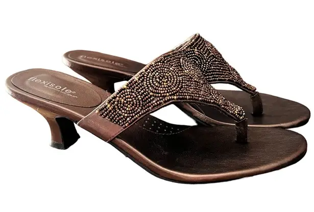 Sandals | Flexisole | kitten heel beaded open toe sandals Women’s Size 8