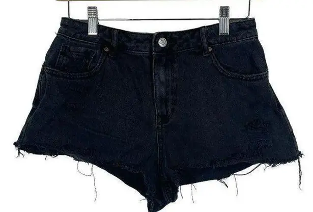 PacSun  High Rise Distressed Festival Denim Shorts in Black Size 27