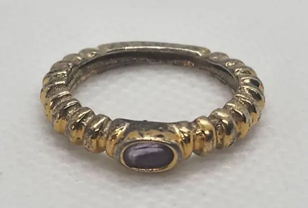 Vintage UTC Gold Plated Sterling Silver & Amethyst Ring (5.75) Purple