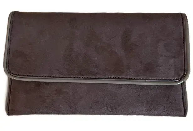 Lulus Purse Clutch Crossbody Brown Faux Suede Foldover Removable Chain Strap NWT