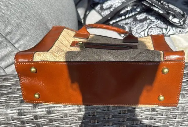 Patricia Nash , curry leather woven straw tote