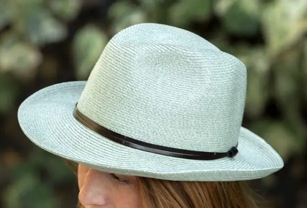 Travaux En Cours Straw Fedora Hat in Sage Size 56 Green