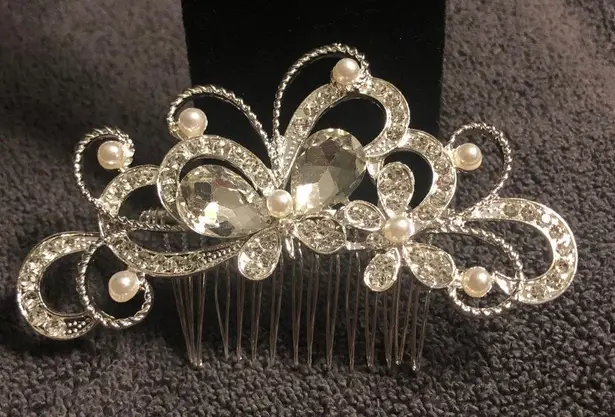 Wedding hair comb Silver