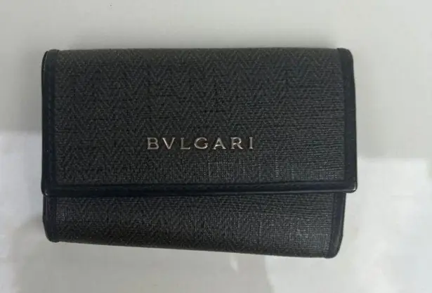 BVLGARI Black/Gray Coated Canvas and Leather Keys/Card holder (DEFECT)