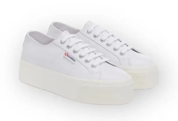 Superga new  ★ 2790 Platform Napa Leather Sneakers ★ Optical White Silver ★ 8.5M