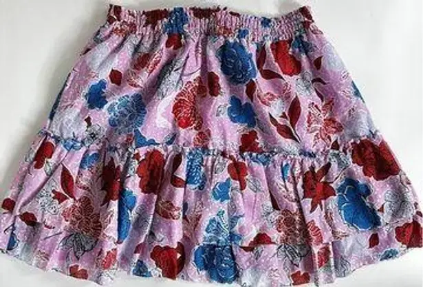 BB Dakota  by Steve Madden Size M Pink Floral Print Tiered Ruffle Mini Skirt