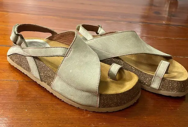 Sergio Tomani Leather Toe Strap Cork Bed Comfort Sandals