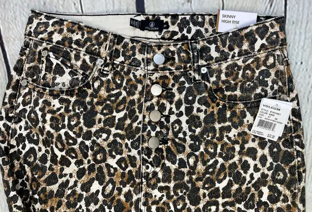 Volcom Skinny High Rise Leopard Print Jeans NWT!