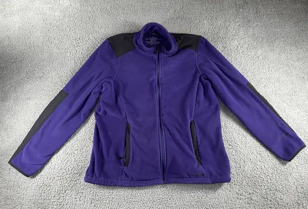 LL Bean Jacket Women Large Fleece Full Zip Polartec Wind Pro Outdoor Purple