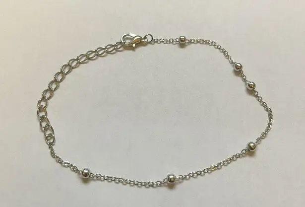 Silver Tone Adjustable Ankle Bracelet with bead balls 9.5 inches Anklet