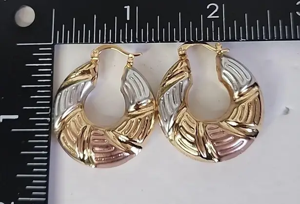 Tricolor Gold Chunky Hoop Earrings