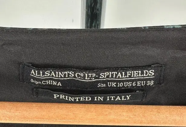 All Saints Heidi Stretch Bodycon Dress Green Black Marble Sleeveless side 6