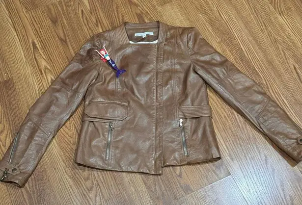 Veronica Beard brown moto leather jacket size 1 / XS