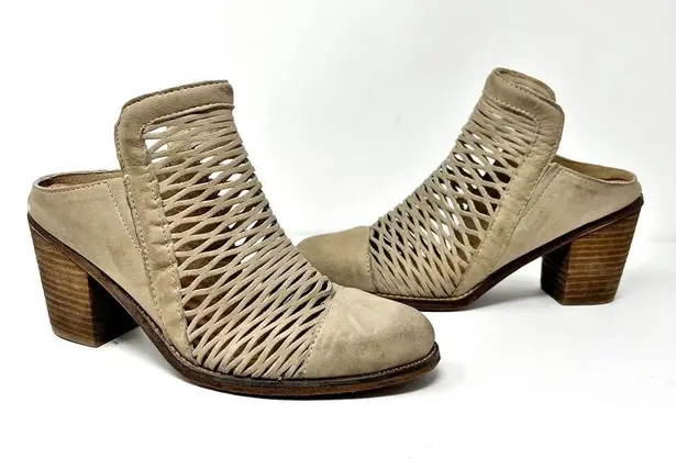 Diba Leather Heeled Mules Gray Sz 8.5