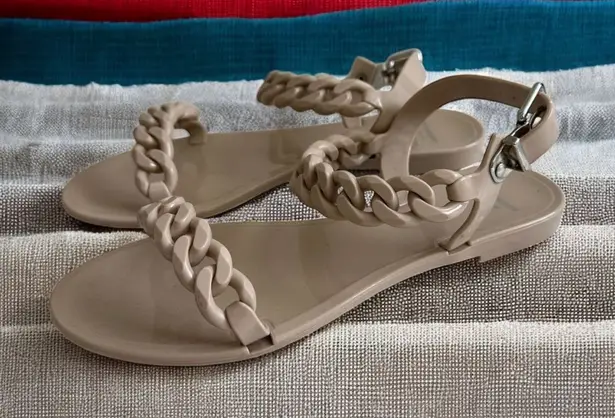 Givenchy Beige Nea Jelly Chain Sandals Flats Size 37 / US 7