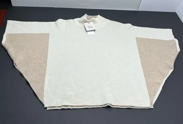 Note di Anita Italy Wool Cashmere Blend Poncho Brown Ivory One Size NEW *FLAW Tan