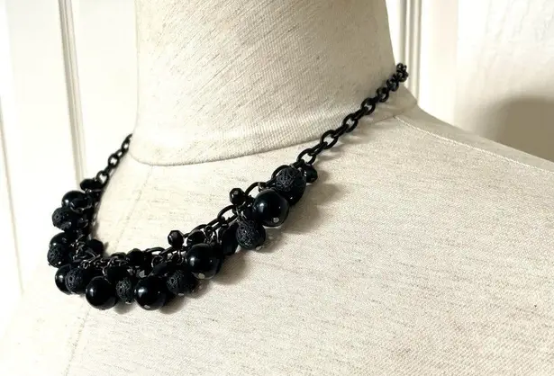 Ny Collection black beaded cluster necklace