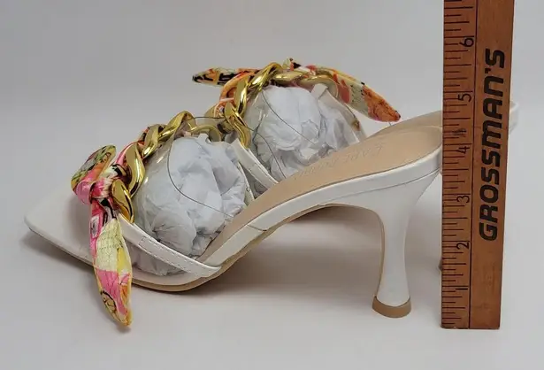 Cape Robbin  Concur Heel Transparent PVC Scarf Accent Square Toe Slide White Sz 8