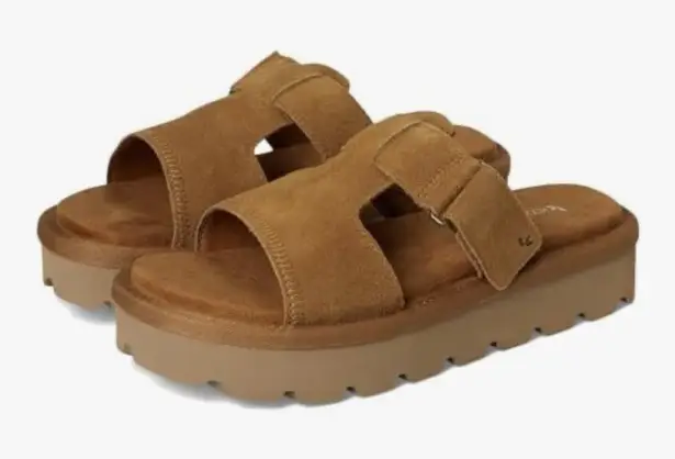 Koolaburra by Ugg Women's Tan Suede Platform Slides Sandals Size Unknown