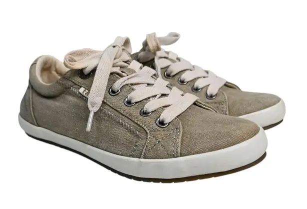 Taos Womens 6.5 Star Lace Up Canvas Sneakers Brown