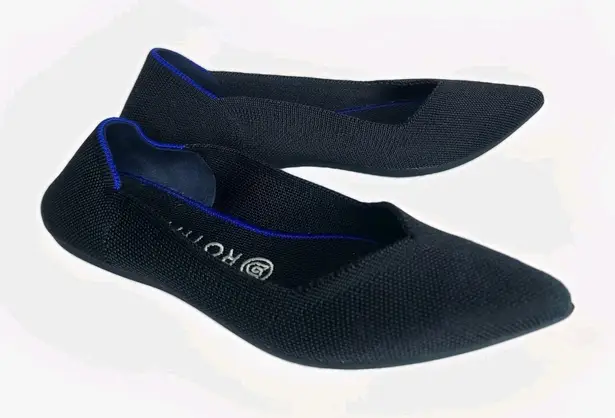 ROTHY'S The Flat Slip On Ballet Flat 8 Black Washable Sustainable Stretch Black