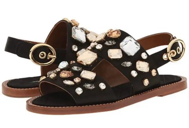 Dolce & Gabbana women’s jeweled satin flat sandal size IT 37.5 US 7.5