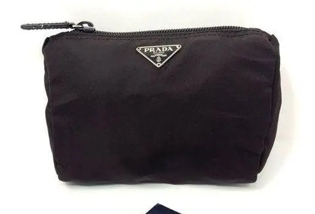 Prada  Brown Nylon Cosmetic Bag