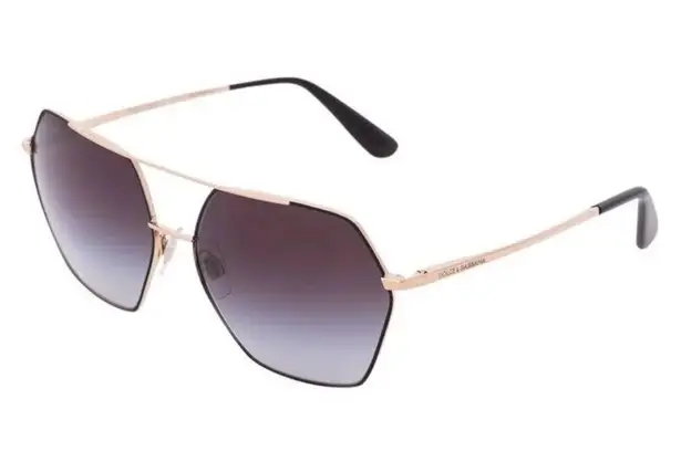 Dolce & Gabbana DG2157 Gold Aviator Polarized Polygon Sunglasses Black
