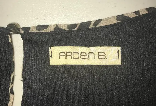 Arden B TAN & BLACK LEOPARD PRINT LIGHTWEIGHT LONG SLEEVE V-NECK DRESS MEDIUM