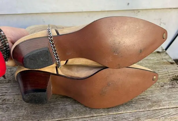 Vintage 80s Acme Cowgirl Western Rockabilly Biker Boots Chain Harness 8 1/2 Size 8.5