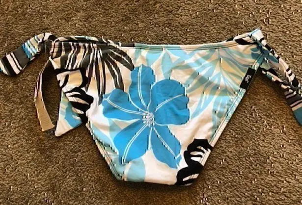 Jag jeans NEW NWT Blue White Black Tropical Floral Y2K 00s Bikini BOTTOM Small S