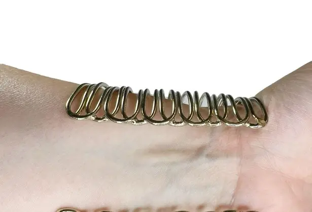 Gold Tone Super Wide Open Wire Coil Cuff Bracelet