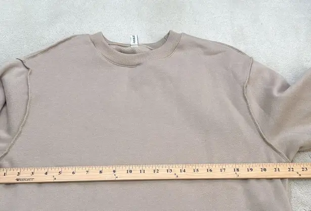 Amazhiyu Cropped Sweatshirt Long Sleeves Pullover Fleece Crop Top Medium Tan