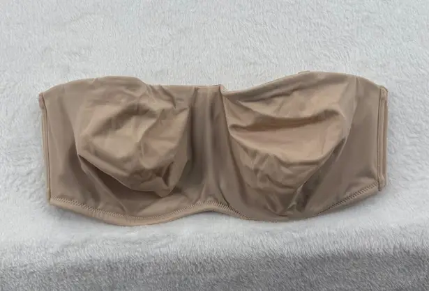Delimira Strapless Bra Beige Underwire Padded Comfort Lift Support US 34D Tan Size undefined